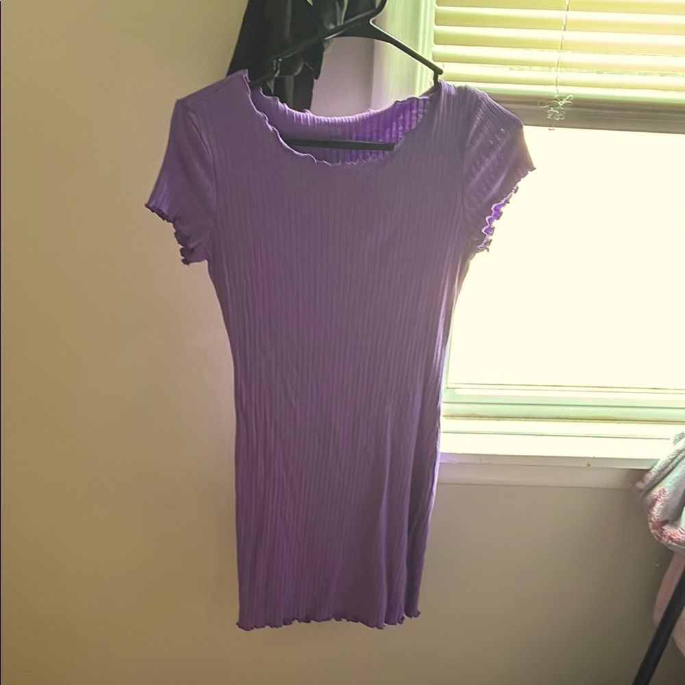 SHEIN Purple Fitted Ribbed Mini Dress